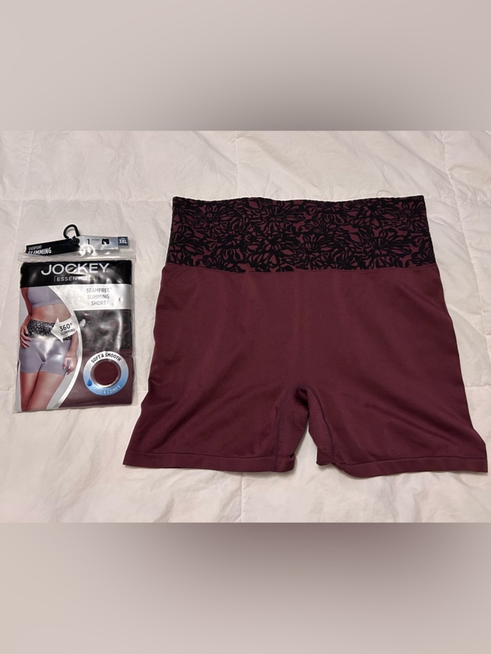 Jockey Seam-Free Everyday 360 Slimming Shorts 3XL New & NNW 2 maroon undershorts